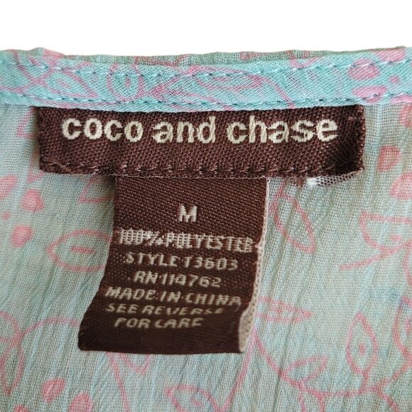 Y2K Blue Brown Semi Sheer Sleeveless Tunic Medium Coco and Chase Top - Picture 5 of 8